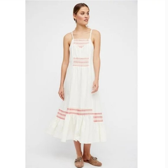 Free People Another Love Embroidered Linen Midi Dress, Size L, NWT - Picture 2 of 12